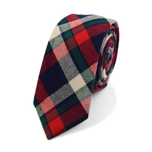 Masha's Corner Other - Men's Plaid Flannel 2.25" Cotton Slim Neck Tie